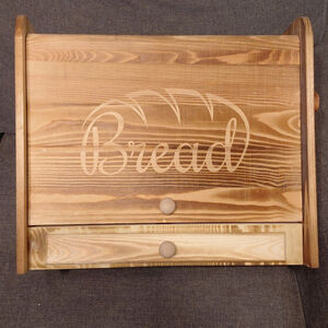 Kitchen Food Storage Bread Box with Drawer Brown One Size